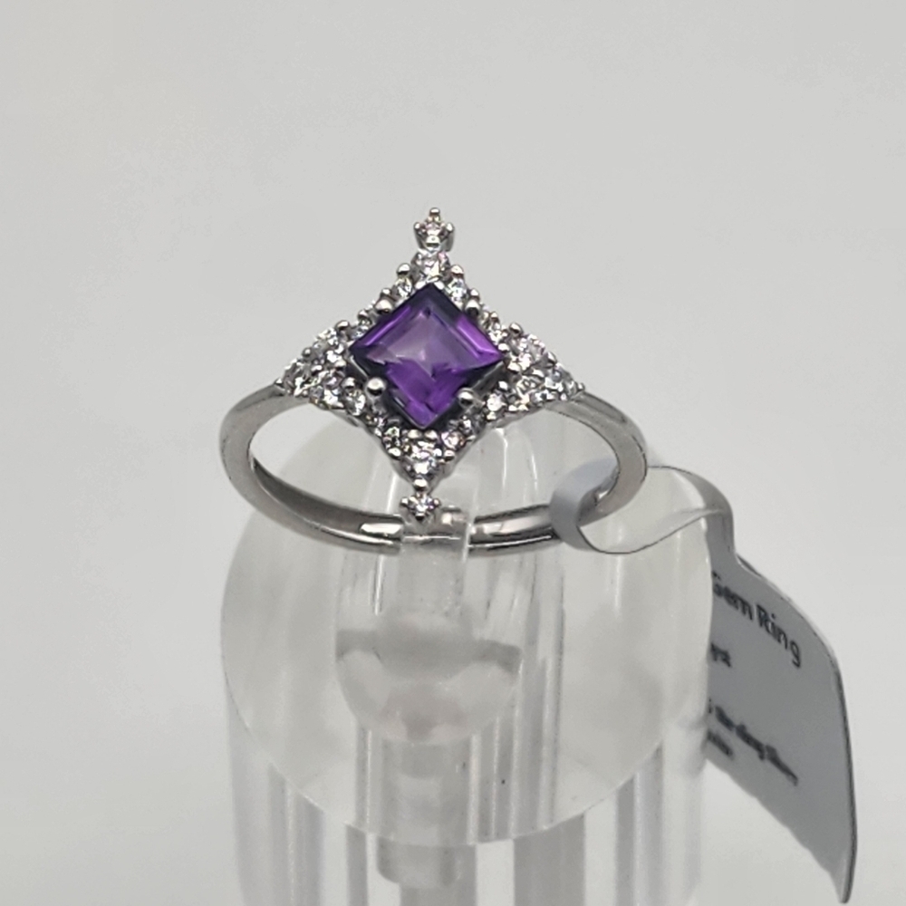 NWT Sterling Silver & Natural Amethyst Adjustable Ring